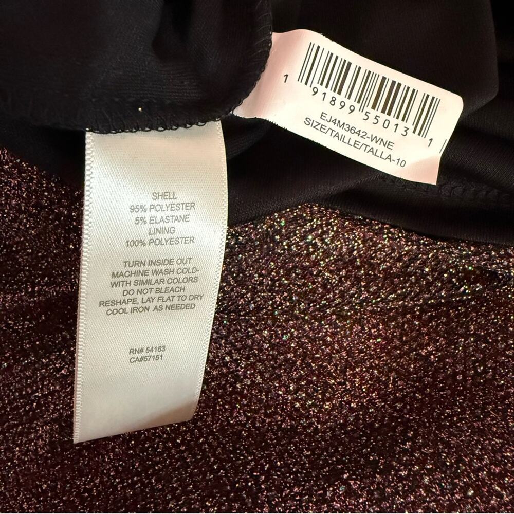 Eliza J Women's Metallic Ruched Sheath Dress Wine Sz 10 NWT - Picture 9 of 10